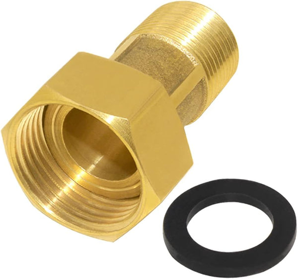 Joywayus Brass Water Meter Pipe Fitting, Hex Nipple 3/4” NPS Male x 1” NPS Female
