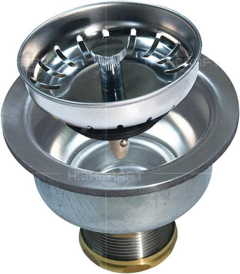 Highcraft 9754 Kitchen Sink Stainless Steel Drain Assembly with Strainer Basket, 1 Count