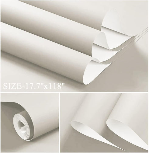 Dimoon 78.7"x17.7" Off-white Peel and Stick Wallpaper Modern Pale White Thicken Waterproof Contact Paper Solid White Pure Wall Paper Self Adhesive Wallpaper Removable Cupboard Drawer Liner Vinyl Roll by Dimoon