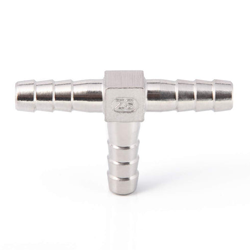 Stainless Steel 1/4" Hose Barb Tee, 3 Way T Shaped Co2 Splitter