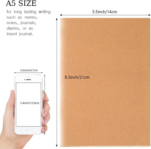Bulk A5 Journal Notebook, Kraft Cover 80 Pages Lined Paper Journal for Traveler, Notes, Memo - Bulk Journals Sewn Brown Notebook for School Supplies, Office Supplie (line 80pages, 10pack) by LIONSOUL