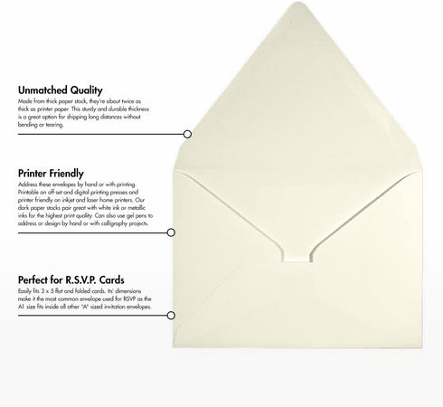 LUXPaper 4Bar A1 Contour Flap Invitation Envelopes, Natural, 50 Qty