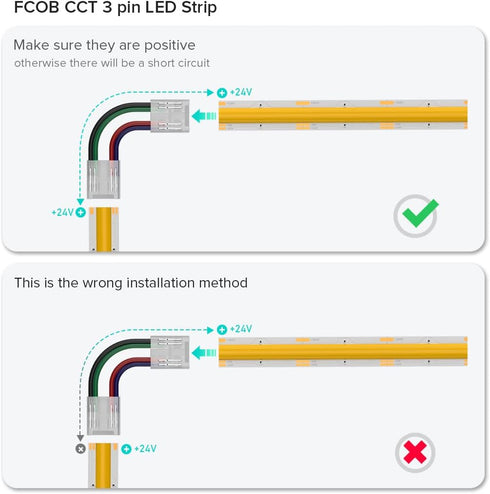 BTF-LIGHTING FCOB 4Pin 10mm Connector Kit, 30pcs Corner Connectors, 30pcs Gapless Solderless Connectors, 10pcs 22AWG