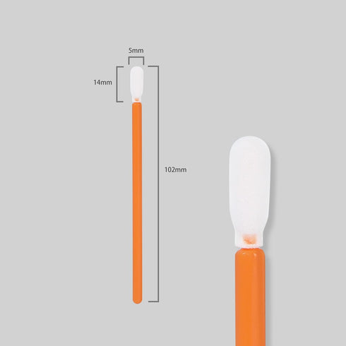 Foam Swabs 4.1" (100 pcs, Round Head, Orange) Cleanroom Detailing Swab Sponge Sticks for Inkjet Printer, Optical Instruments (C5709C)