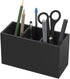 NIUBEE Acrylic Pen Holder, Black Pencil Organizer Cup with 3 Compartments for Countertop Desk Accessory Storage