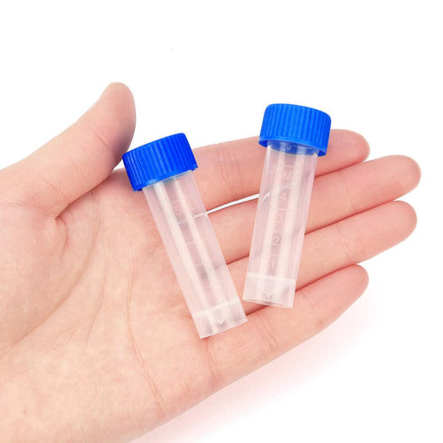 100PCS 5ml Plastic Small Vials with Screw Caps, Sample Tubes Cryotubes, PP Material, Free from DNase, RNase, Human DNA