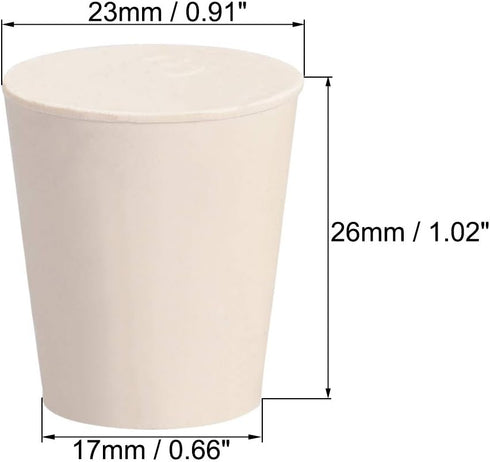 uxcell White Tapered Shaped Solid Rubber Stopper for Lab Tube Stopper Size 3 10Pcs