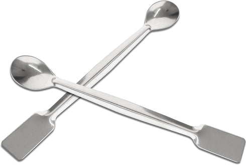10 Pcs 2 in 1 Double Ended Lab Spoon - Stainless Steel Micro Lab Spatula for Reagent Sampling