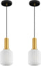 AOJUNSANSAN 2 Pack Mid Century Frosted Glass Pendant Light Fixture Brushed Gold Pendant