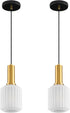 AOJUNSANSAN 2 Pack Mid Century Frosted Glass Pendant Light Fixture Brushed Gold Pendant