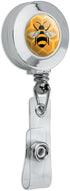 Bee on Honeycomb Retractable Reel, Chrome Badge ID Card Holder Clip
