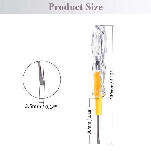 Fielect Voltage Tester Screwdriver, Contact Voltage Tester Pen Light Circuit Tester Voltage Detecter Pen Electric Test Pen Screwdriver 3.5mm Dual Head Slot AC 100-500V