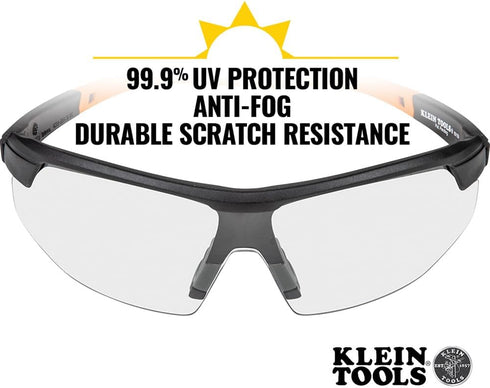 Klein Tools 60159 Safety Glasses, Protective Eyewear, Semi Frame, Scratch Resistant, Anti-Fog, Clear Lens
