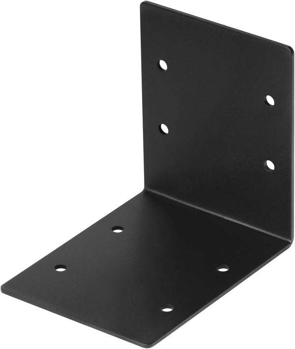 eoere 4 PCS Black 6" x 6" x 5" Heavy Duty Steel L Bracket Tie Plate, Corner Brace for Timber Connector