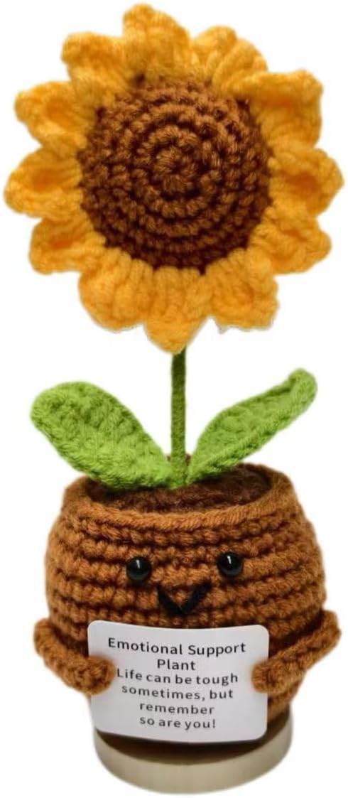 QHGJUTKI Emotional Support Crochet Flowers with Card Positive Gifts for Mom Friend Teacher