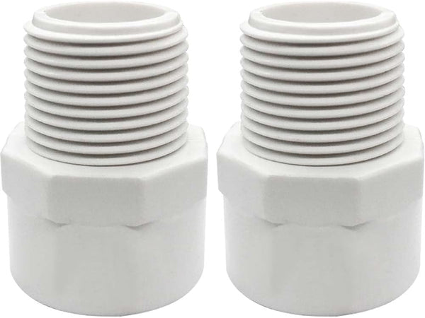 PVC Fittings Male Adapter (Socket x Male Pipe Thread) 2 Way 2 Inch, 2 Pack for 2 Inch Sch40 PVC Pipe