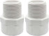 PVC Fittings Male Adapter (Socket x Male Pipe Thread) 2 Way 2 Inch, 2 Pack for 2 Inch Sch40 PVC Pipe