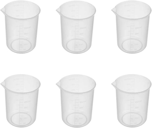 Othmro Measuring Cup, 300ml PP Plastic Graduated Beaker, Transparent, 10pcs