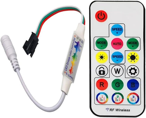 Vrabocry WS2812B WS2811 5050 RGB Led Strip Light Music Controller Mini 17Keys RF
