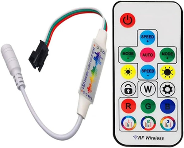 Vrabocry WS2812B WS2811 5050 RGB Led Strip Light Music Controller Mini 17Keys RF