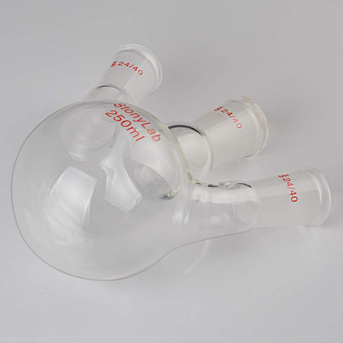StonyLab Glass 250ml Heavy Wall 3 Neck Round Bottom Flask RBF with 24/40 Standard Taper Outer Joint