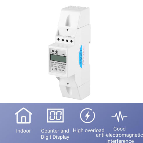 Single Phase Energy Meter, Digital LCD Electric Meter AC 10 to 40A, 120 / 230V Din Rail Watt Meter