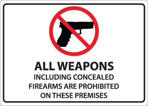 Zing Green Products 1822S Recycled Polystyrene "All Weapons Prohibited" Label, Pack of 2