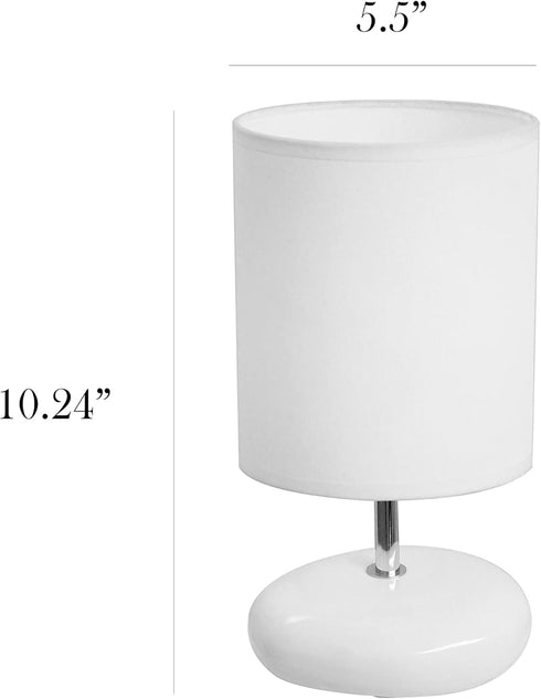 LT2005-WHT 1 Count (Pack 2), Simple Designs Stonies Small Stone Look Desk Bedside Table Lamp, of White