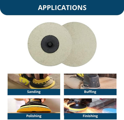 2 Inch 10 Pack Benchmark Abrasives Sanding Discs Felt Quick Change Wool Buffing Pad for Drill & Die Grinder - Surface