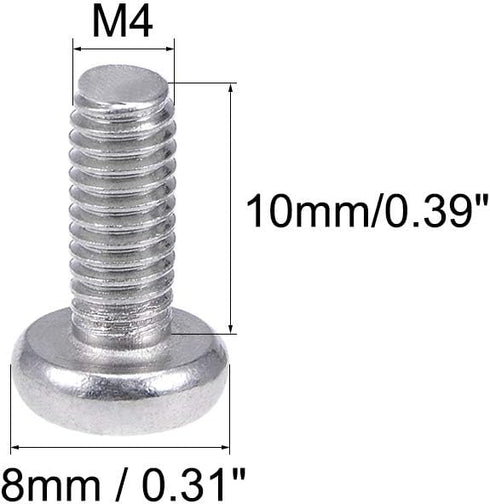 uxcell M4x10mm Machine Screws, Pan Phillips Cross Head Screw, 304 Stainless Steel Fasteners, 20Pcs