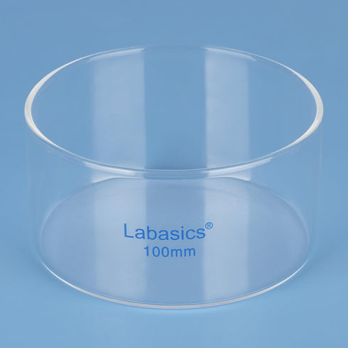 Crystallizing Dish, No Spout Flat Bottom Thick-Walled High Borosilicate Glass, 100 mm Outer Diameter, 300 ml Capacity