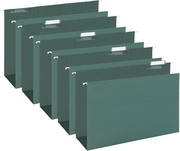 HERKKA Extra Capacity Hanging File Folders, 30 Pack Reinforced Legal Size with 3 Inch Expansion, Green