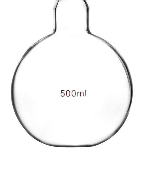 QWORK Glass 500ml Single Neck Flat Bottom Boiling Flask, 24/40 Standard Joint, Heavy Wall Lab Glassware