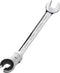 1PCS 18mm Open Flex-Head Ratcheting Wrench, Metric Spanner with 74 Teeth, Chrome Vanadium Steel