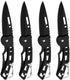 4 Pack Self-Defense Folding Knife with Key Ring, Easy to Carry Outdoor Survival Stainless Steel Pocket Knife (Black)