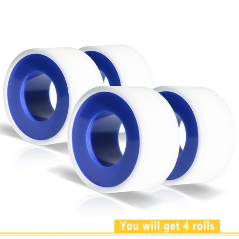4 Rolls 3/4 Inch(W) X 520 Inches(L) Teflon Tape,for Plumbers Tape,Plumbing Tape,PTFE Tape,Thread Tape,Plumber Tape for Shower Head,Pipe Sealing,Thread Seal,White