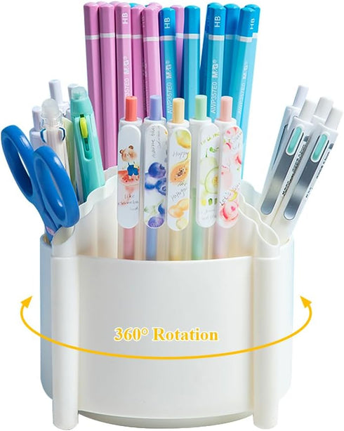 M&G 360 Degree Rotating Pen Holder, 4 Compartments Desktop Organizer for Stationery Supplies, Cute Pencil Cup for