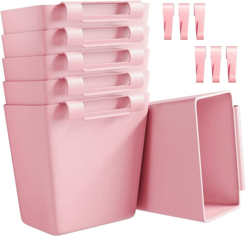 WBKATN Rolling Cart Accessories, 6 Pack Pink Plastic Hanging Cup Holders, Rolling Cart