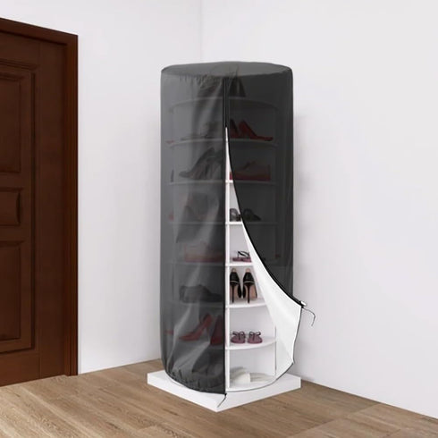 Floweringbeter Rotating shoe rack cover made of sturdy oxford fabric and PU coating, includes a UV resistant layer