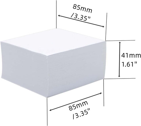 Non Sticky Blank Notes Cube 500 Sheets 3.35x3.35 Inch White Note Paper Memo Pad Cubes for Taking Reminders Home Office Writing Supplies