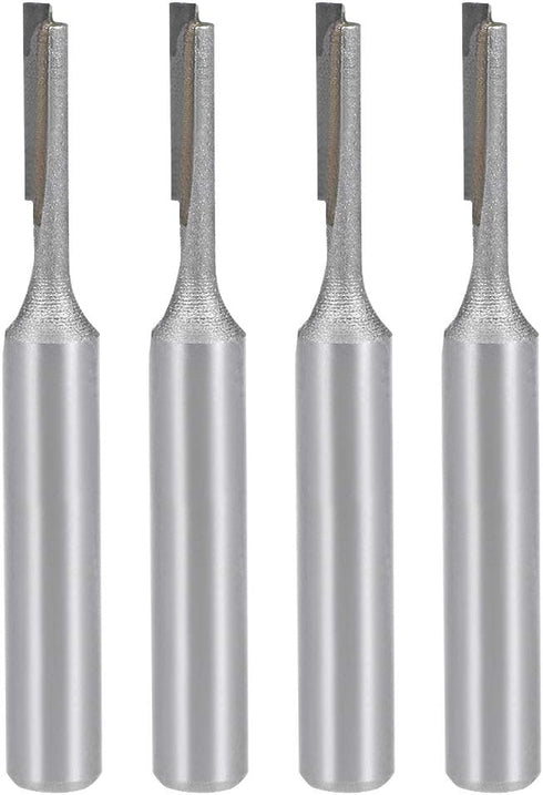 uxcell 4pcs Router Bit 1/4" Shank 1/8" Cutting Dia Single Straight Flute Carbide Tool for Woodworking Carpentry