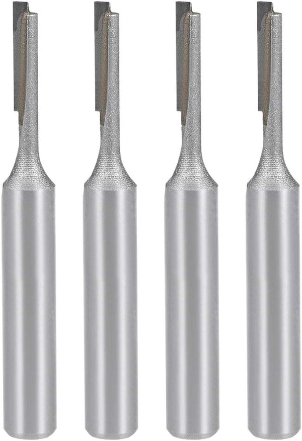 uxcell 4pcs Router Bit 1/4" Shank 1/8" Cutting Dia Single Straight Flute Carbide Tool for Woodworking Carpentry