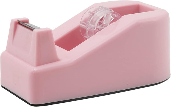 Desktop Tape Dispenser, Heavy Duty Floral Office Tape Dispensers, Weighted Non-Skid Base, Macaron Pink