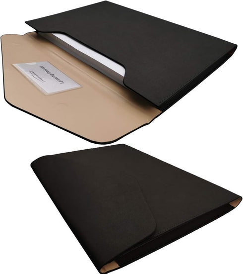 Enyuwlcm A4 File Folder Document Holder, Waterproof PU Leather Portfolio Envelope Case with Invisible Magnetic Closure,