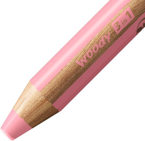 STABILO Woody 3 in 1 Pencil, Pastel Pink for Versatile Use