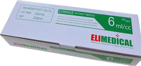 Veterinary Disposable Syringe, 6cc Luer Slip, Without Needle, Individually Packaged, 100 per Box