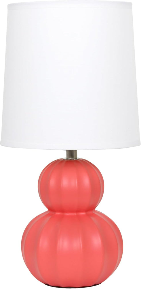 Simple Designs LT1162-ORG 12.5" Chic Glow Stacked Double Gourd Ceramic Table Lamp,