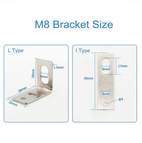 M8 M12 M18 SN04 L-Shaped Straight I Type Mounting Iron Bracket for Photoelectric Switch Inductive Proximity Sensor (10 Pack, M12-I TYPE)