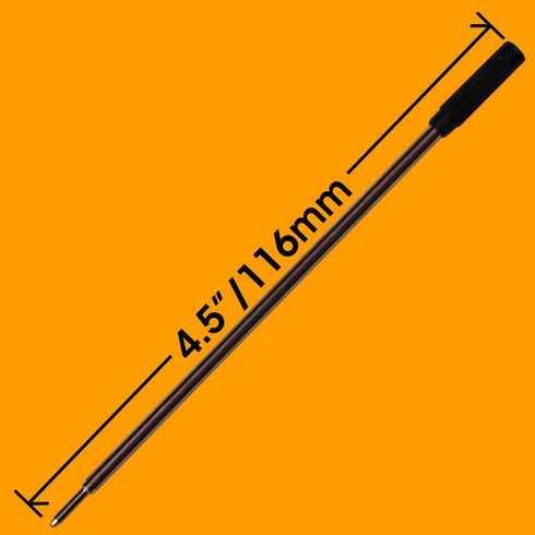 Jaymo Replacement for Cross 8513 Ballpoint Pen Refill - 6 Black, Measures 4.563 in / 116 mm Long