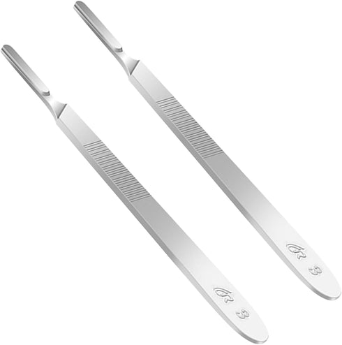 2pcs Scalpel Handle #3, Stainless Steel Scalpel Knife Handle for Surgical Blades No. 10, 11, 12, 15